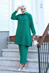 Cep Detaylı Tesettür Yeşil Takım 
