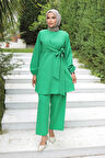 Yandan Bağlamalı Tesettür Zümrüt  Takım
