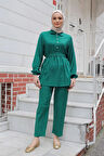 Taş Düğme Detaylı Takım Yeşil