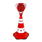 Solar Kırmızı Üçgen Flaşörlü Klasik Kedi Gözlü Trafik Konisi Seti