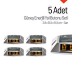 5'li Set Sarı Solar Yol Butonu 3x3 Ledli
