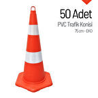 50'li PVC Trafik Konisi Seti 75 cm EKO Trafik Dubası