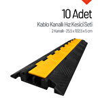 10'lu Kablo Kanallı Hız Kesici Seti 2 Kanallı, Yol Kasisi 25,5 x 102,5 x 5 cm
