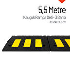 Kauçuk Rampa Set, Otopark Rampası, Kaldırım Rampası 30 x 50 x 4,5 cm - 3 Bantlı - 5,5 Metre