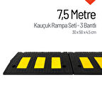 Kauçuk Rampa Set, Otopark Rampası, Kaldırım Rampası 30 x 50 x 4,5 cm - 3 Bantlı - 7,5 Metre