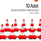 10 Adet Klasik Kedi Gözlü Trafik Konisi 50 cm Trafik Dubası