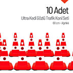 10 Adet Ultra Kedi Gözlü Trafik Konisi Ağırlıklı 60cm Trafik Dubası