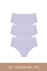 Cotvie Lila Pamuklu Yüksek Bel 3'lü Set Külot
