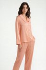 Amoris Somon Uzun Saten Pijama Takımı