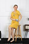 Akbeniz Kadın Pamuk Penye Kısa Kol Düğmeli Sarı Tunik Gecelik 13109