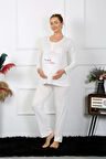 Akbeniz Kadın Uzun Kol Hamile Lohusa Pijama Takımı Ekru 45501