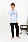 Akbeniz Erkek Çocuk Uzun Kol Penye Pijama Takım 20437 BuzMavisi