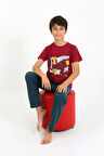 Akbeniz Erkek Çocuk Kısa Kol Penye Pijama Takım 20758 Bordo