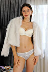 Akbeniz Kadın Destekli Dantel Detaylı Sütyen Takım 4505 Krem
