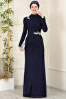 Masal Tesettür Abiye Lacivert