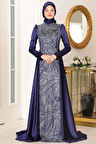 Miray Tesettür Abiye Lacivert