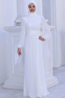 Firuze Tesettür Abiye Beyaz
