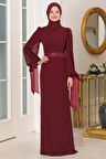 Firuze Tesettür Abiye Bordo