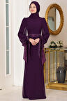 Firuze Tesettür Abiye Mor