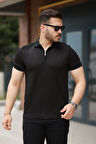 Erkek Fermuarlı Yaka Kısa Kollu Tişört