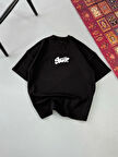 Erkek Baskılı Oversize T-shirt - Siyah