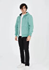Unisex Tam Fermuarlı Kapşonlu  SweatShirt - Mint Yeşili