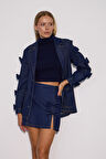 Chic Bow Fiyonklu Mini Denim Etek DARK BLUE