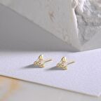 14 Ayar Altın Baget Taşlı Üçgen Küpe 0,91 gr