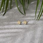 14 Ayar Altın Taşlı Taç Küpe 1,12 gr