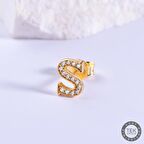 14 Ayar Altın Taşlı S Harf Küpe 0,55 gr