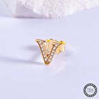 14 Ayar Altın Taşlı V Harf Küpe 0,51 gr