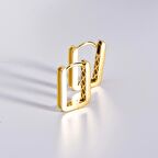 14 Ayar İtalyan Dikdörtgen Kanallı Altın Küpe 3,95 gr