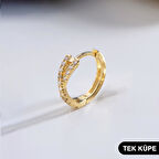 14 Ayar Taşlı Tek Halka Altın Küpe 0,78 gr