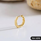 14 Ayar Altıgen Minik Tek Halka Altın Küpe 0,51 gr