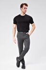 Erkek Beli Yarım Lastikli Arka Cep Fermuarlı Slim Fit Pantolon Antrasit