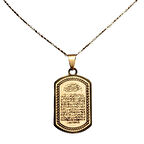 Ayetel Kürsi Yazılı Dikdörtgen Altın Kaplama Çelik Kolye
