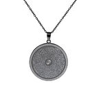 Yasin-i Şerif Yazılı Siyah Kaplama Yuvarlak Çelik Kolye