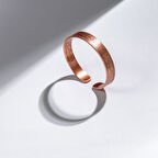 Dışı Doku Desenli İçi Dua İşlemeli Bakır Bilezik