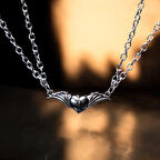 Kanatlı Kalpler Çift Kolyesi