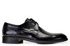 Hakiki Deri Siyah Klasik Bağcıklı Kösele Erkek Ayakkabı -10017-