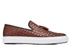 Taba Örgü Deri Sneaker Ayakkabı -10736-
