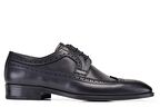 Hakiki Deri Siyah Klasik Bağcıklı Kösele Erkek Ayakkabı -8789-
