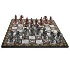 Orta Boy Metal Osmanlı Bizans Satranç Takımı Antik