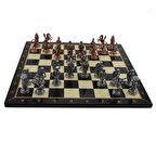 Orta Boy Metal Osmanlı Bizans Satranç Takımı Antik