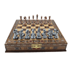 Metal Klasik Satranç Takımı Antik ve El Yapımı Mas