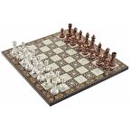Metal Klasik Satranç Takımı Antik  ve Sedef Desenl