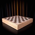 (Sadece Tahta İsteyene) Rustik Ceviz Desenli MDF Ahşap Sandıklı Satranç Tahtası (36x36x6 cm)
