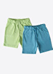 Organik Dorian 2'li Şort Mavi Yeşil