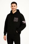 Üç İplik Kapüşonlu Ön Ve Arka Baskılı SweatShirt Hoodie - Siyah