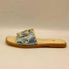 Otantik Mavi Deri Terlik